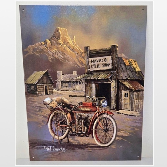 Vintage Baylock Indian Motorcycle Metal Tin Art #1030 Wall Décor Sign - Picture 1 of 16